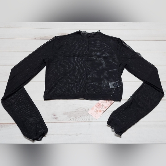 Shein Sheer Mesh Black Crop Top Medium - New With Tags - Picture 3 of 5